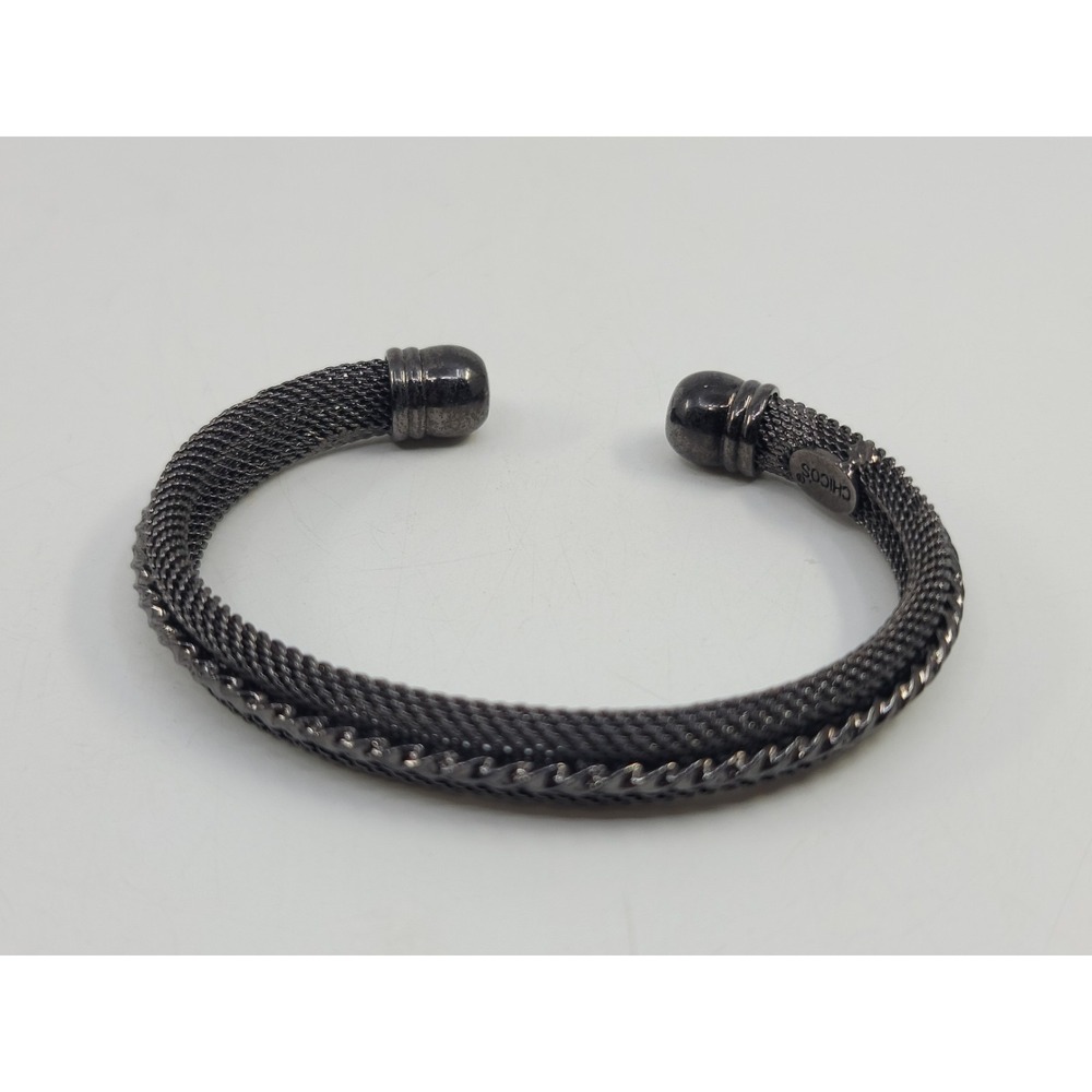 Chico's‎ Black Mesh Cuff Bangle Bracelet Mourning Jewelry Gunmetal Wire